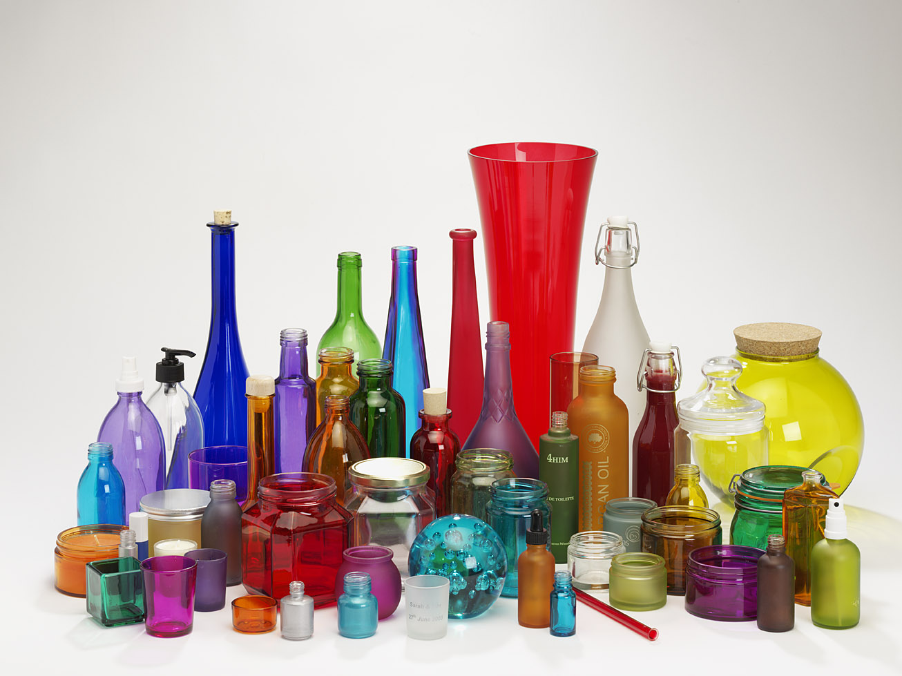 coloured glass bottles
